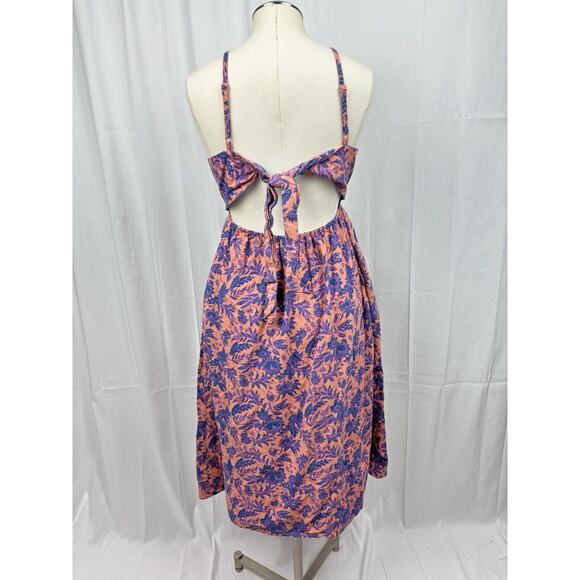 Universal Thread Floral Dress Tie Back Button Front Midi Pockets Cottagecore XS - Picture 3 of 11
